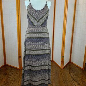 BOHO Bohemian Maxi Dress - Brown Printed Stripes - Size 4